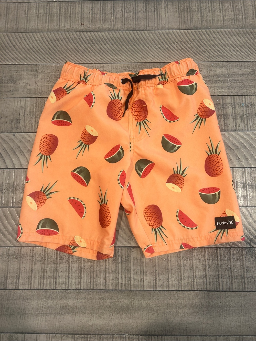 Hurley Orange Pineapple & Watermelon Print Kids Swim Trunks
